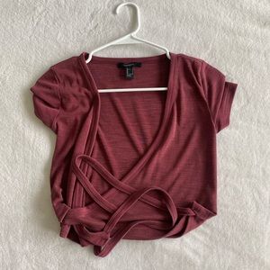 Maroon tied crop top